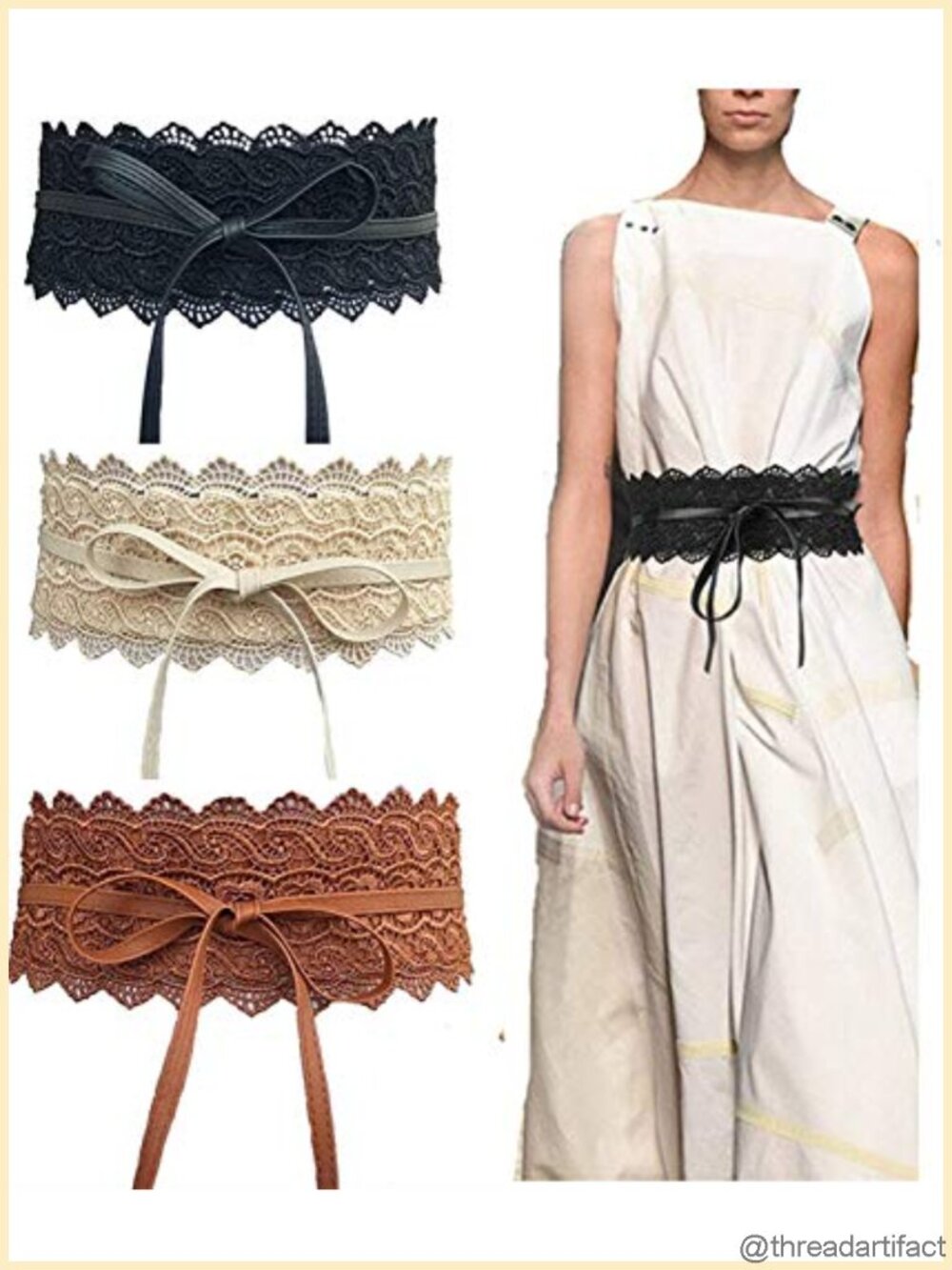 Faux Leather Belt Bow Tie Wrap Corset 3-Pack Adjustable One Size